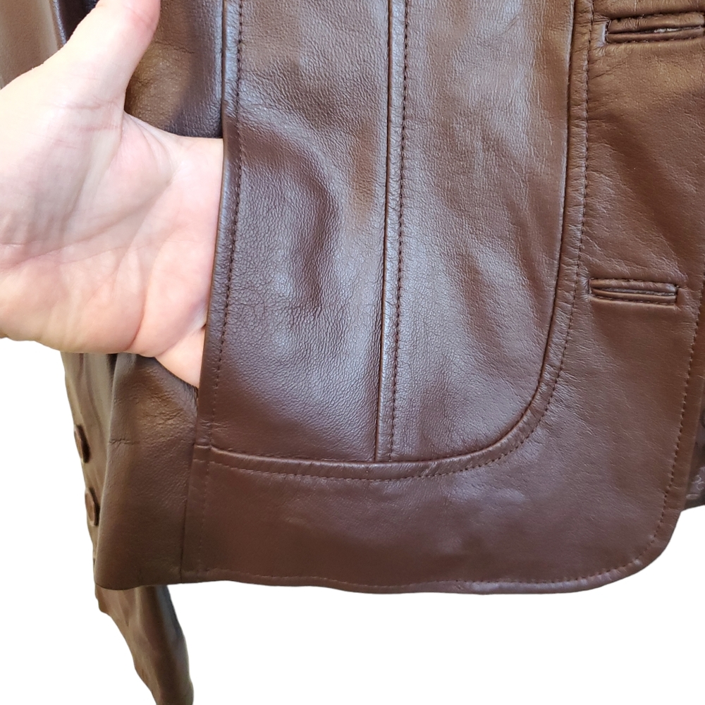 Vintage Leather Guess Brown Jacket - Picture 15 of 16